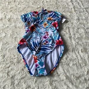 NWT Time and True Women's Multicolor Floral One Piece Swimsuit Size Small